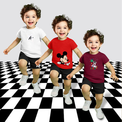 MGRS Baby Boys & Baby Girls Casual T-shirt Shorts(Multicolor-4)