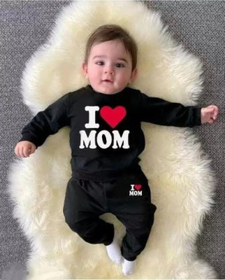 Kifayati Daam Baby Boys & Baby Girls Casual Sweatshirt Pyjama(Black)