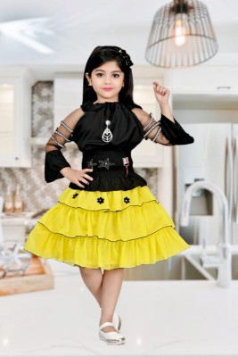 AL BAYDAR FASHION Girls Casual Top Skirt(YELLOW)