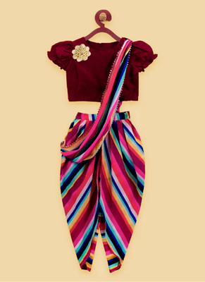 DENJIM FASHION Girls Party(Festive) Top Dhoti Pant(Maroon)
