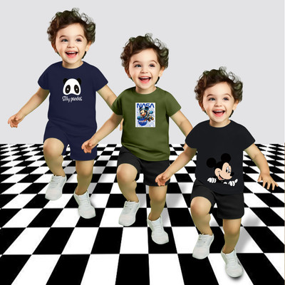 MGRS Baby Boys & Baby Girls Casual T-shirt Shorts(Multicolor-3)