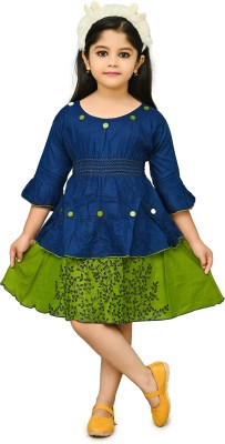 CHANDRIKA LIFESTYLE Girls Party(Festive) Top Skirt(GREEN)