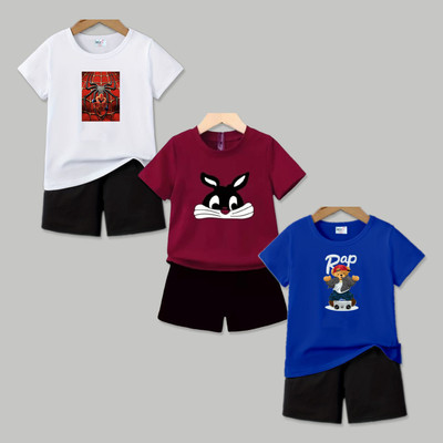 MGRS Baby Boys & Baby Girls Casual T-shirt Pant(Multicolor)