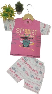 AL BAYDAR FASHION Baby Boys Casual T-shirt Pant(Pink)
