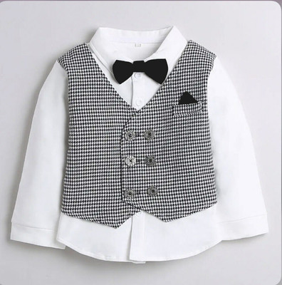 KRIYU CREATION Boys Festive & Party Blazer, Shirt and Trouser Set(Black Pack of 1)