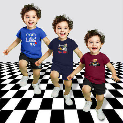 MGRS Baby Boys Casual T-shirt Shorts(Multicolor-5)
