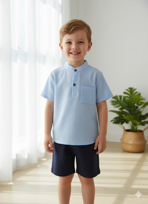 SEFVONA Boys Party(Festive) Shirt Shorts(SKY & blue bottom)