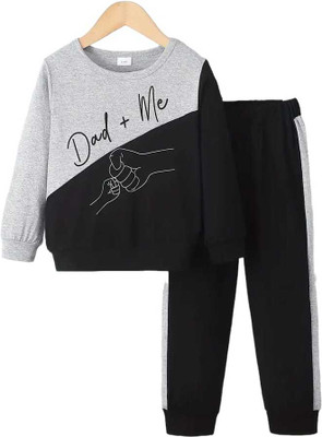 KEESOR Boys Casual T-shirt Track Pants(GREY MELANGE)