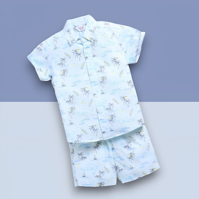 StyleDust Baby Boys & Baby Girls Casual Shirt Shorts(KHAJURI_SKY)