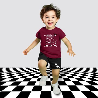 MGRS Baby Boys & Baby Girls Casual T-shirt Shorts(Maroon)