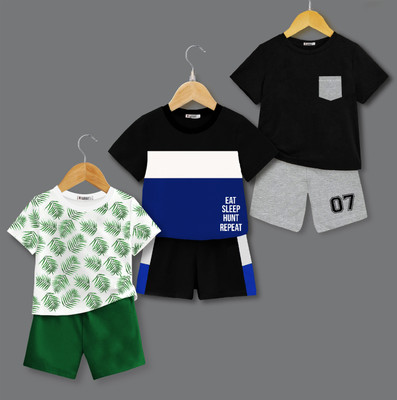 tarsier Baby Boys & Baby Girls Casual T-shirt Shorts(GREEN_BLUE_BLACK)
