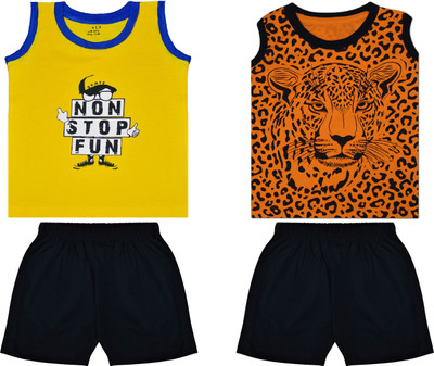 Biffy and Luffy Boys Casual T-shirt Shorts(Yellow Orange)