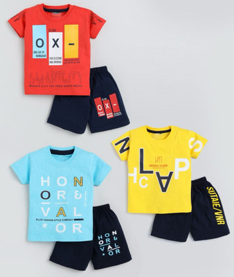 NEW TRINATH HOSIERY Baby Boys & Baby Girls Casual T-shirt Shorts(Maroon)