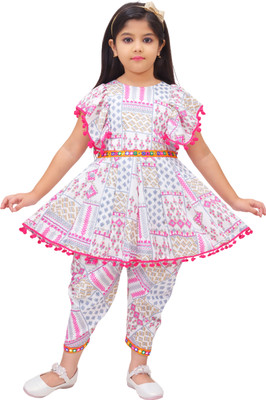 Samshil Fashion Girls Party(Festive) Top Pant(Pink)
