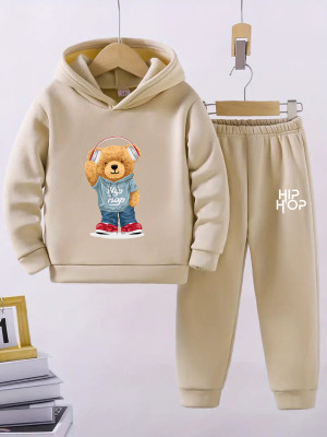 URBAN OX Boys & Girls Casual Sweatshirt Track Pants(Beige)
