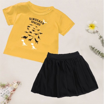 KIDDY STAR Girls Casual T-shirt Skirt(029_Yellow)