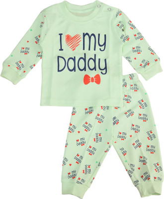 THE LITTLE BOY Kids Nightwear Baby Boys Printed Cotton Blend(Green Pack of 1)