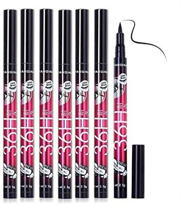 WEEPER Long Lasting And Waterproof 36H Jet Black Eyeliner Pen(Pack of 7) 10 ml(Black)