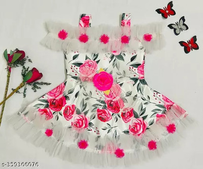 MS BROTHERS Baby Girls Midi/Knee Length Party Dress(Red, Short Sleeve)