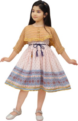 JULIO Indi Baby Girls Midi/Knee Length Casual Dress(Multicolor, Fashion Sleeve)