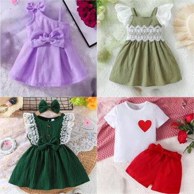 BRWORLDCOLLECTION Baby Girls Casual Dress(Multicolor, Sleeveless)