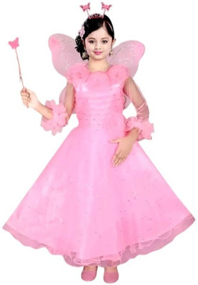 starve fashion Baby Girls Maxi/Full Length Festive/Wedding Dress(Pink, Full Sleeve)