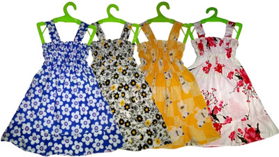 Baby Girls Midi/Knee Length Party Dress(Multicolor, Sleeveless)