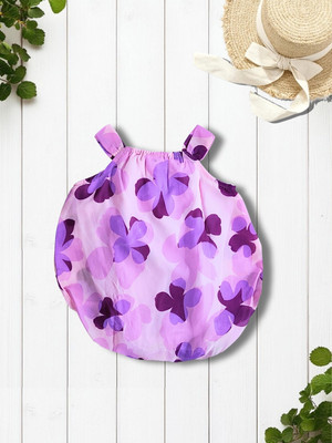 CREATIVE KID'S Romper For Baby Girls Casual Printed Polyester(Purple, Pack of 1)