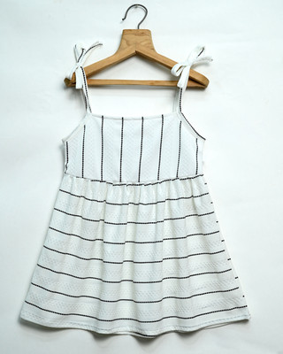 A M.LIBASH Girls Mini/Short Casual Dress(White, Noodle strap)