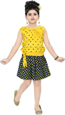 KidsCute Girls Casual Top Skirt(Yellow)