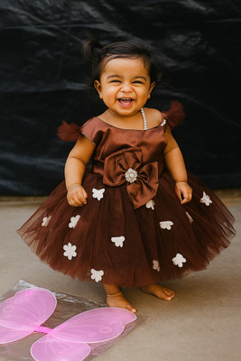 radha barsane Indi Baby Girls Maxi/Full Length Festive/Wedding Dress(Pink, Full Sleeve)