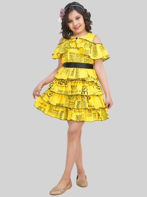 Bn-being Naughty Girls Midi/Knee Length Casual Dress(Yellow, Cap Sleeve)