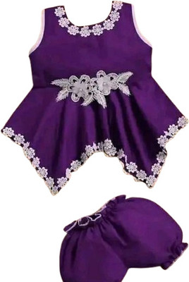 RUBINA DRESSES Girls Midi/Knee Length Casual Dress(Purple, Sleeveless)