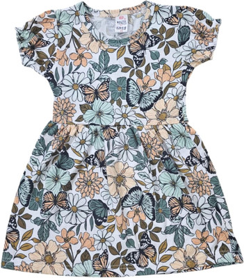 CoolTees4U Girls Midi/Knee Length Casual Dress(Grey, Half Sleeve)