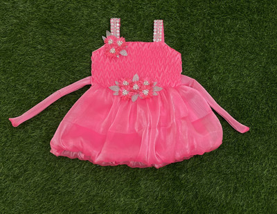 SMARTPOINT PLUS Girls Midi/Knee Length Festive/Wedding Dress(Pink, Sleeveless)