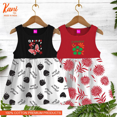 Kani Tex Indi Girls Below Knee Casual Dress(Multicolor, Sleeveless)