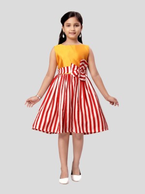 Aarika Girls Midi/Knee Length Casual Dress(Multicolor, Sleeveless)