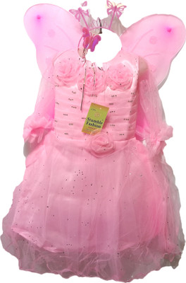 starve fashion Girls Midi/Knee Length Festive/Wedding Dress(Pink, Sleeveless)