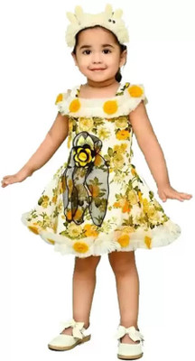 socho samjo Baby Girls Midi/Knee Length Festive/Wedding Dress(Red, Sleeveless)