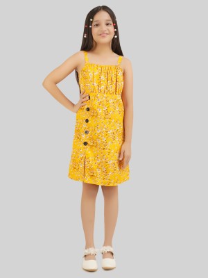 Bn-being Naughty Girls Midi/Knee Length Casual Dress(Yellow, Sleeveless)