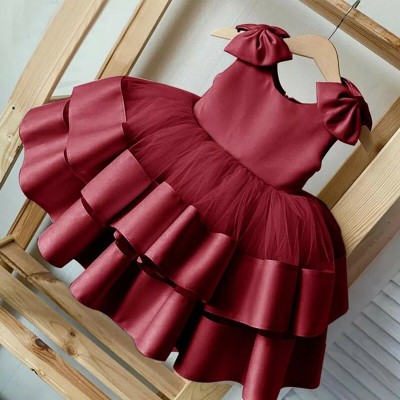 bhavya enterprise Girls Midi/Knee Length Party Dress(Maroon, Sleeveless)