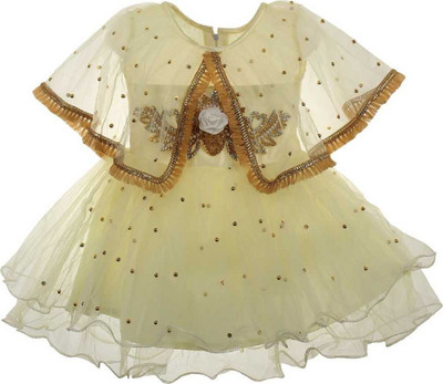 SAMJHO FASHION Baby Girls Midi/Knee Length Casual Dress(Multicolor, Half Sleeve)