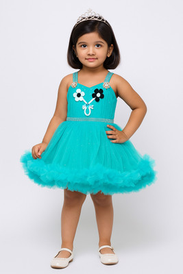 Mpori Fashion Baby Girls Midi/Knee Length Festive/Wedding Dress(Green, Sleeveless)