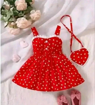NURAZDRESSES Baby Girls Below Knee Festive/Wedding Dress(Red, Sleeveless)