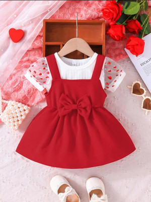 BRWORLDCOLLECTION Baby Girls Midi/Knee Length Party Dress(Maroon, Short Sleeve)