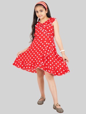 Bn-being Naughty Girls Midi/Knee Length Casual Dress(Red, Sleeveless)