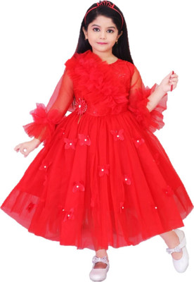 Lilllions Baby Girls Short/Mid Thigh Party Dress(Red, Short Sleeve)
