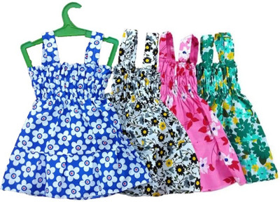 meticulous Baby Girls Midi/Knee Length Party Dress(Multicolor, Sleeveless)