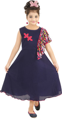 Hiland India Indi Girls Below Knee Party Dress(Multicolor, Fashion Sleeve)