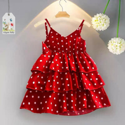 Jayshree Enterprise Girls Midi/Knee Length Casual Dress(Red, Sleeveless)